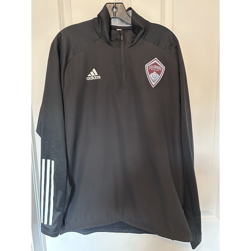 Adidas MLS Black Long Sleeve 1/4 Zip Colorado Rapids Soccer Pullover Mens Large